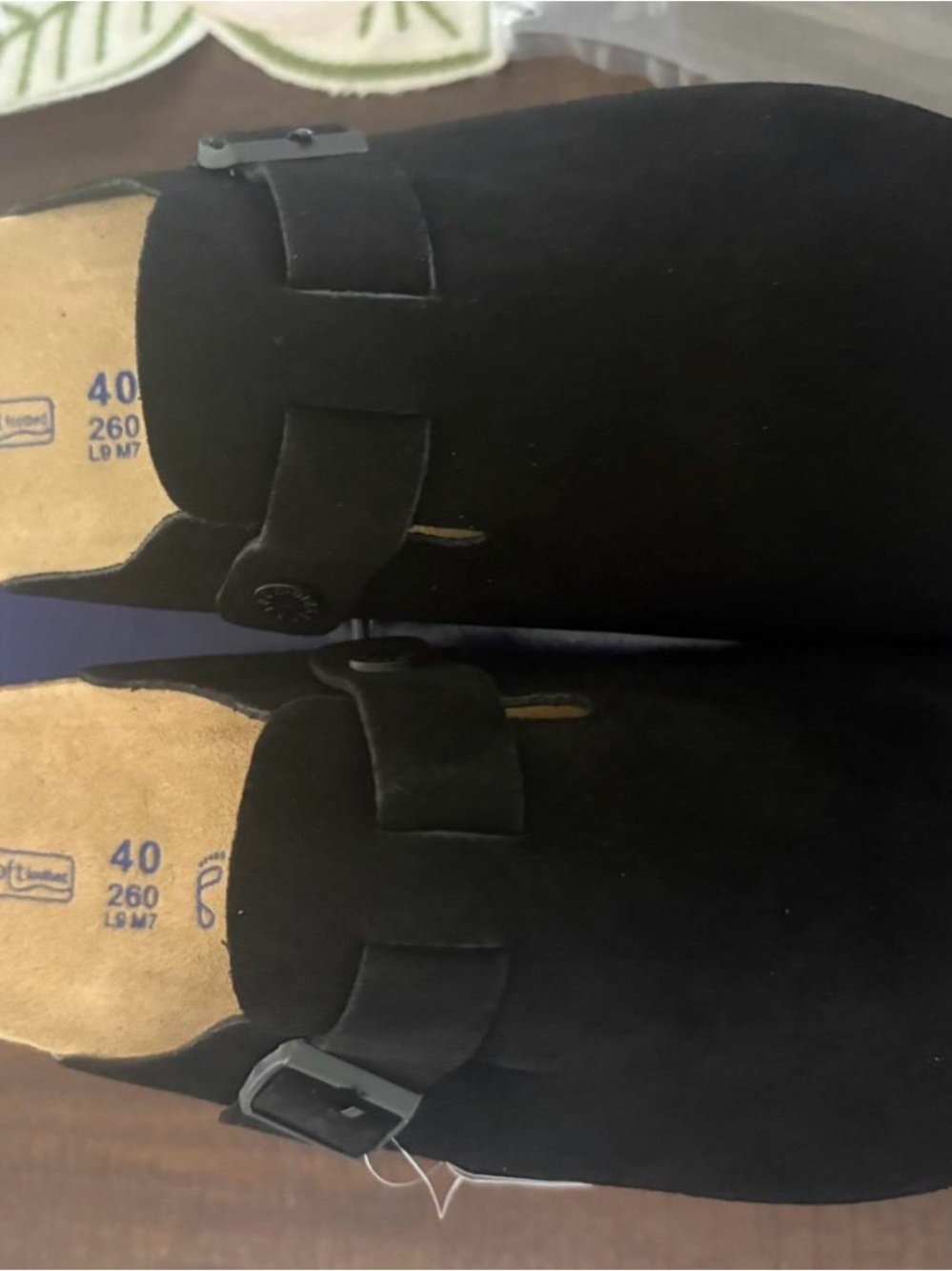 Birkenstock Black Suede Slip-On Clogs with Buckle Detail size 40